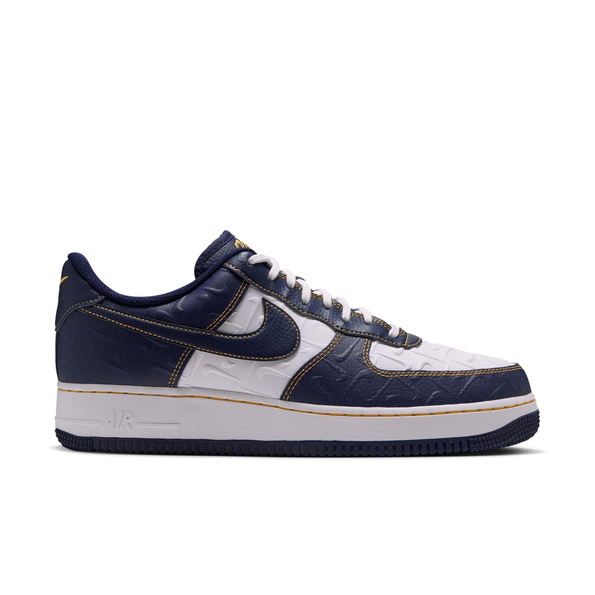Nike Air Force 1 '07 "Summit White/Midnight Navy/Yellow Ochre" Men's Shoe - NAVY/WHITE
